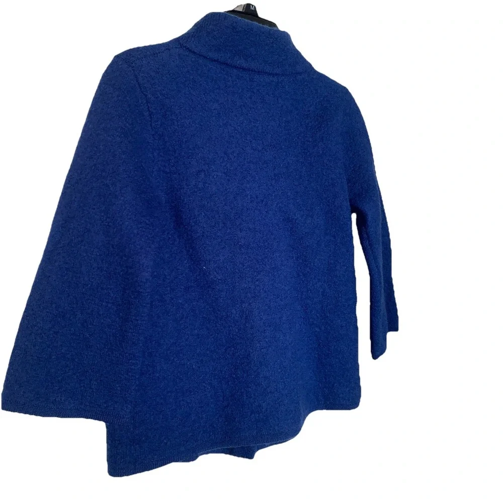 VTG Covington Wool Cardigan Jacket Women's Large Petite Blue Cropped‎ 3/4 Sleeve